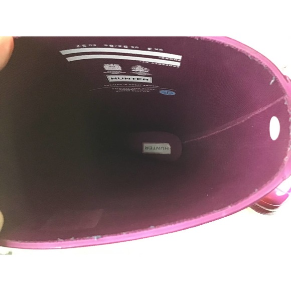 Hunter Gloss Pink Purple Rain Boots Women’s SZ 6 - Picture 4 of 5